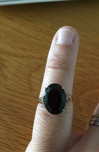 Vintage 9ct Gold Garnet And Diamond Ring Not Scrap