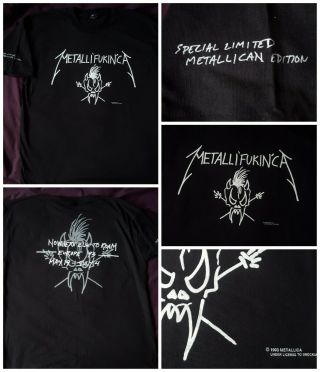 Metallica Vintage T - Shirt 93 Metallifukinca Extremely Rare Fan Can