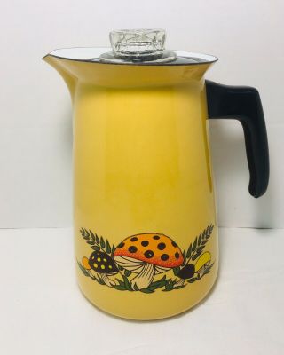Vintage Sears MERRY MUSHROOM Enamel Coffee Percolator Pot 1970s 3