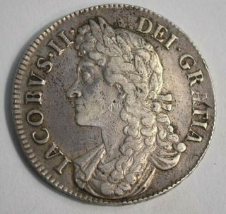 James Ii 1687 Crown (vf) Rare Date In