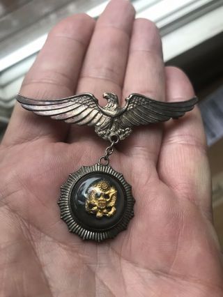 Ww2 Unique Officer Pilot Sweet Heart Pin Us Army Air Force Sterling Silver