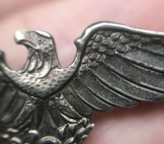 WW2 UNIQUE OFFICER PILOT SWEET HEART PIN US ARMY AIR FORCE STERLING SILVER 6