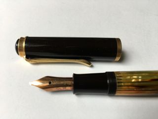 Pelikan 400 Fountain Pen Vintage Tortoiseshell Brown 14k (585) Gold Nib Ob - Size