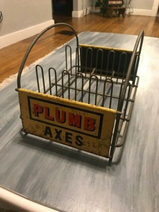 Vintage Plumb Axes Store Counter Top Display,  2 Sided Advertising, 2