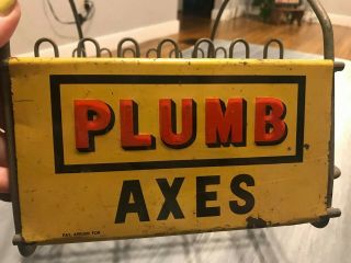 Vintage Plumb Axes Store Counter Top Display,  2 Sided Advertising, 3