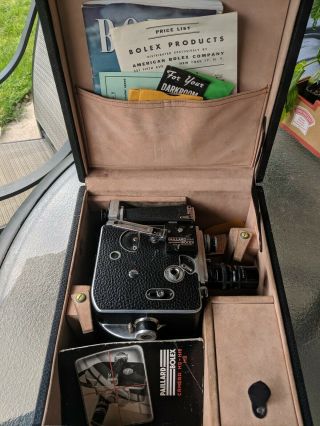 Vintage Paillard Bolex H - 16 Reflex 16mm Movie Camera w case 3 lenses & paperwork 10