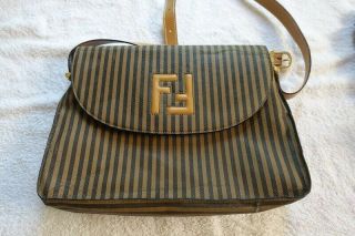 Fendi Roma Crossbody Bag Purse Vintage Made In Italy Black/brown