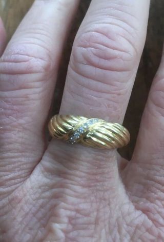 Solid 18ct Yellow Gold And Natural Diamond Ring Band.  3.  91 Grams