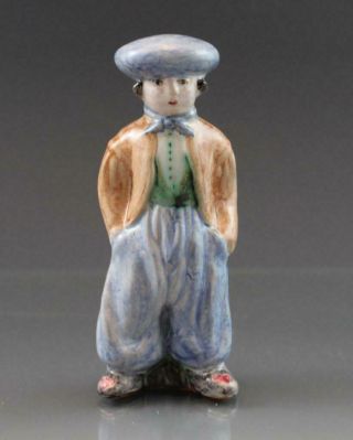 Vintage Delft L.  Hjorth Danmark Boy In Regional Clothing Ceramic Figurine