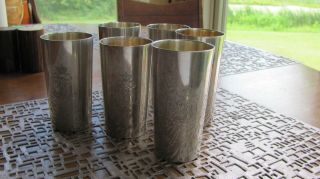 SIX 800 SILVER CUPS GERMAN HAND ENGRAVED NAMES FAMILY SHIELD EARLY 1900s 6
