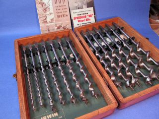 Vintage Irwin Auger Brace/bit Set Drills With Dovetail Box - Instructions