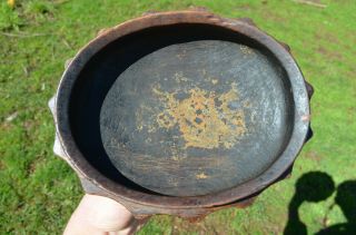 VINTAGE NORTHWEST COAST WOOD GREASE BOWL WITH CARVED FISH ON TOP 8