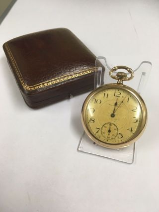 Vintage 10k Gold Filled 19j South Bend Pocket Watch & Box,  Grade 219 Gwo