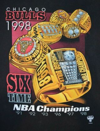 Vtg 90s Pro Player Chicago Bulls 6 Time Nba Champions T Shirt Mens L Basketball