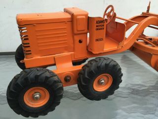 Vintage Orange 1950 ' s Doepke Model Toys Adams Steel Diesel Road Grader 4