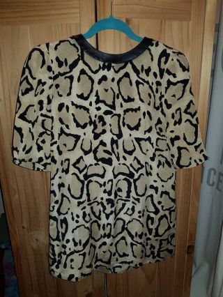 Gucci Silk Leopard Tshirt Top 358395 Zdp23 Sz 40 Vintage Short Sleeve