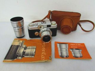 Vintage Argus C - 44 35mm Rangefinder Camera,  50mm F2.  8 & 100mm F3.  5 Lenses,