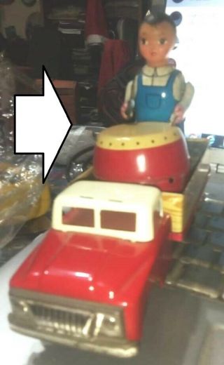 VINTAGE ULTRA RARE CHINA TRUCK WITH BOY TIN LITHO TOY MS 853 WITHOUT BOX 6
