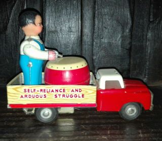 VINTAGE ULTRA RARE CHINA TRUCK WITH BOY TIN LITHO TOY MS 853 WITHOUT BOX 8
