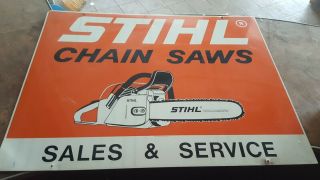 Vintage Stihl Chain Saws Sales & Service Double Sided Store Dealer Sign
