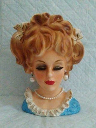 Vintage Htf 6 - 3/4 " Inarco E3525 Redhead Teen Lady Head Vase Headvase Marked