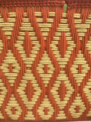 2 Vtg Aluminum Macrame Folding Lawn Chair Set Brown Orange/ Yellow Orange 3