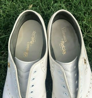 Vintage FootJoy Classics mens white 9.  5D leather golf shoes style 51409 5