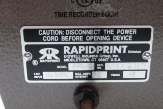 RAPIDPRINT ARL - E Time Recorder Time Punch Vintage 5