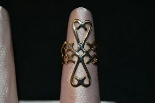 VTG 14k Solid Gold Statement Intricate Handcrafted Artisan Heart Ring 4.  4g 6