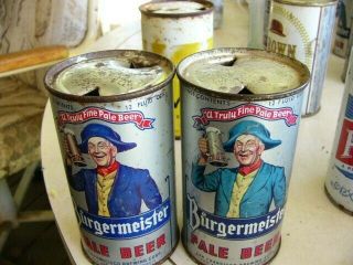 (20 Vintage Burgermeister Pale Beer Flat Top Cans San Francisco Brewing Corp.