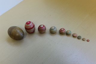 Victorian Antique Wooden Toy Nesting Eggs Toy