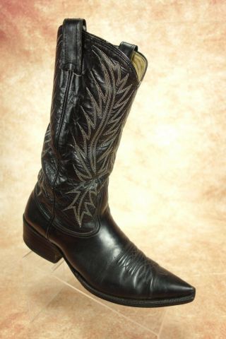 Vintage 1970s Nocona Black Leather Pull On Western Cowboy Boots Mens Size 8 D Us