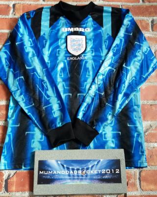 Rare England 1998 France 98 Goalkeeper Football Shirt Medium Long Sleeve Vintage