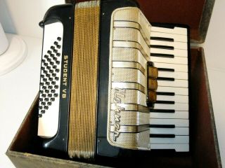 Vintage Hohner Student Vb Accordion,  Black/white/gold,  W/case,  Made In Germany