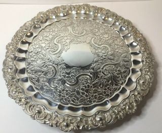 Antique Victorian Sheffield Plate 12 " Salver C1800s Silver On Copper Drinks Tray