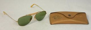 Vintage Green / Gold Bausch & Lomb B&l Ray - Ban Aviator Outdoorsman Sunglasses