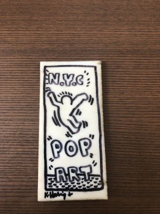 Rare Authentic Keith Haring 6 " Painted Nyc Subway Tile " Pop Art " 1980s