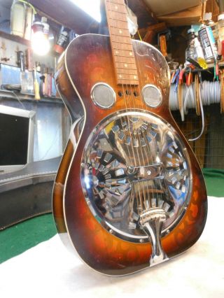 Vintage 1970 Dobro Model Squareneck Resonator Guitar Cool 3d Tile Sunburst