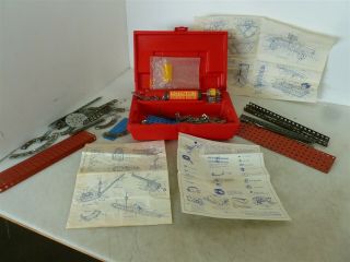Vintage Motorized Erector Set With Red Storage Case &instructions Sample Designs