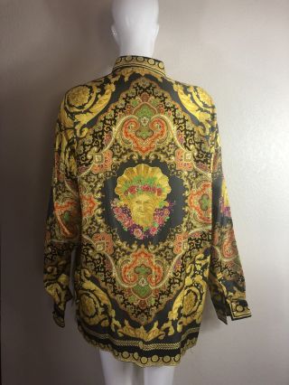 Rare Vtg Gianni Versace Gold Baroque Silk Shirt Sz 48 M 2