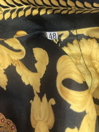 Rare Vtg Gianni Versace Gold Baroque Silk Shirt Sz 48 M 5