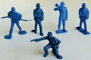 Marx Dimestore Woolworths Civil War 54 Mm.  5 Plastic Figure Play - Set Rare Blue