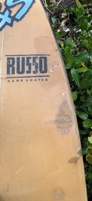 surfboard G & S Vintage Surf Board Russo 3 Fin Classic Old Blue Ivory Color 10
