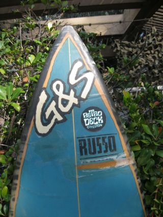 surfboard G & S Vintage Surf Board Russo 3 Fin Classic Old Blue Ivory Color 2