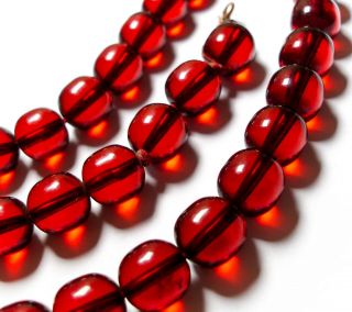 Vintage Or Antique Cherry Amber Bakelite Bead Necklace For Repair
