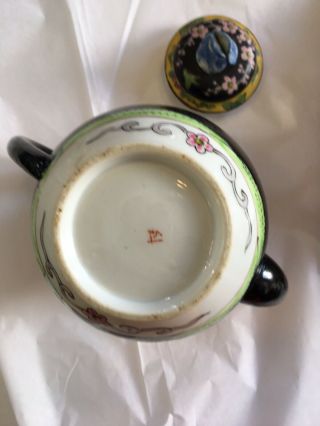 Chinese Vintage Small Tea Pot Painted With Flowers,  birds,  Script 4