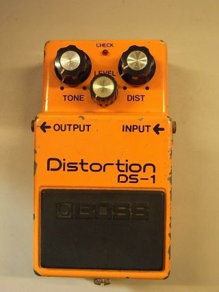 Boss Ds - 1 Distortion Guitar Effect Pedal Mij Silver Screw Vintage