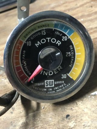 Vintage Stewart Warner Motor Minder Vacuum Gauge Hot Rod Rat Rod