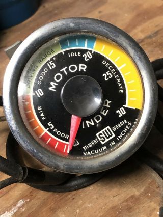 Vintage Stewart Warner Motor Minder Vacuum Gauge Hot Rod Rat Rod 2