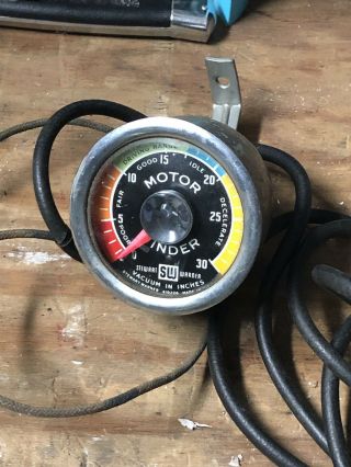 Vintage Stewart Warner Motor Minder Vacuum Gauge Hot Rod Rat Rod 3